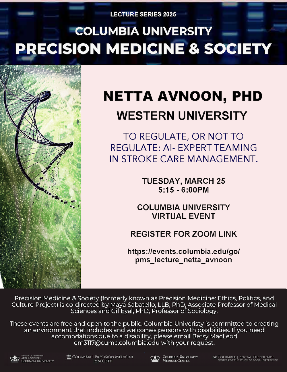 Precision Medicine & Society Lecture Series: Netta Avnoon, PhD